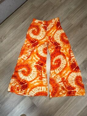 Tie-Dye Orange Wide-Leg Women's Pants
